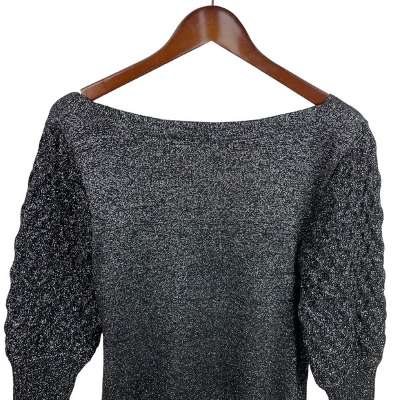 Sachin & Babi | Black Silver Metallic V Back Sweater - Picture 2 of 9